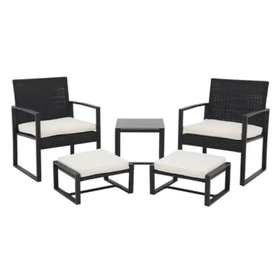 Sunsitt 5pc Steel Wicker Outdoor Patio Conversation Bistro Set image {8}