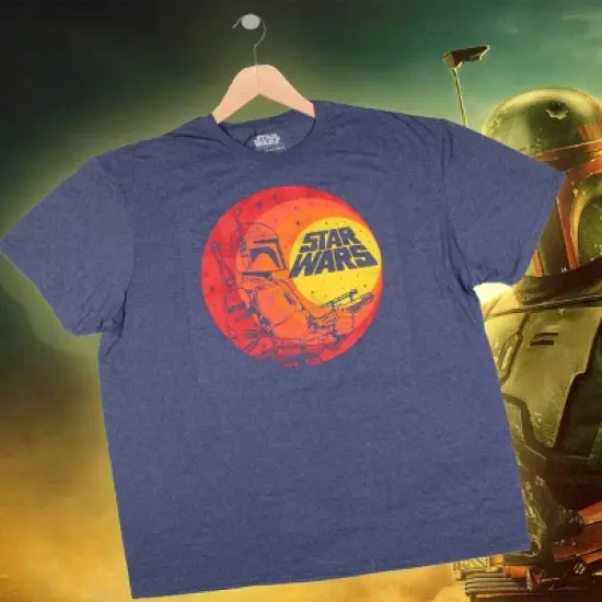 Star Wars Mens' Boba Fett Outline On A Circular Sunset Gradient T-Shirt image {3}