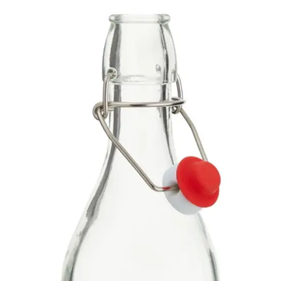 Juvale 4 Pack Square Flip Top Glass Bottle 32 oz with Cleaning Brush and Silicone Funnel for Homemade Brew, Drinks, Crafts image {6}