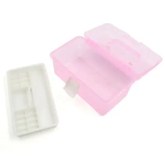 Unique Bargains Pink Multifunction Empty Nail Art Makeup Cosmetic Tool Container Storage Box image {2}