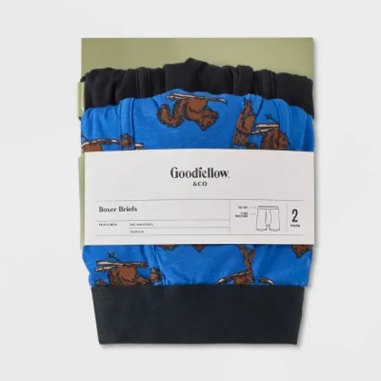Men's Squirrel Boxer Briefs 2pk - Goodfellow & Co&trade; Blue image {1}