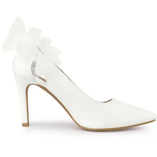 Allegra K Women's Pointed Toe Bow Decor Stiletto Heel Pumps image {5}