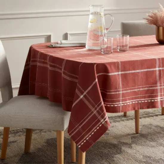 60"x84" Tablecloth Rust Plaid - Threshold&trade; image {1}