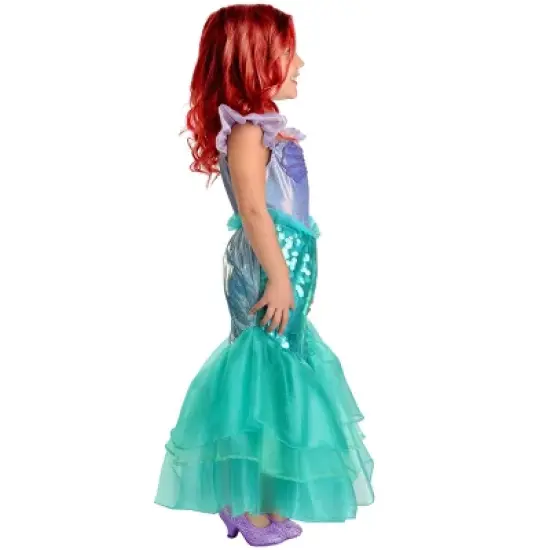 HalloweenCostumes.com 4T Girl Toddler Girl's Disney The Little Mermaid Ariel Halloween Costume with Sequin Pattern for Playtime,  Purple/Green image {5}