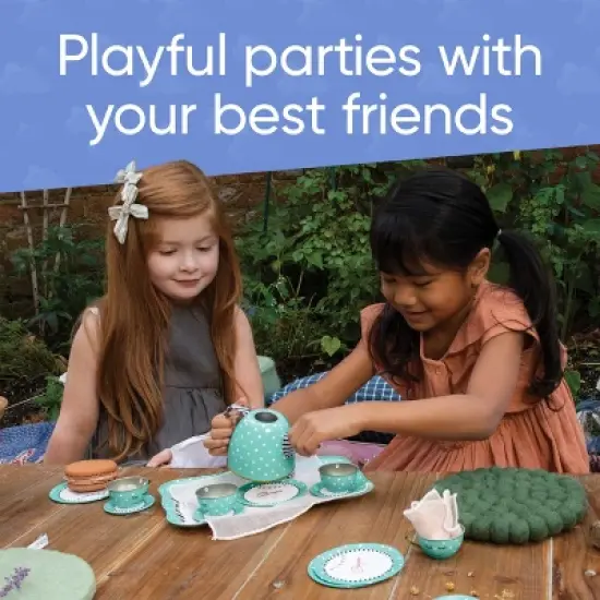 Hearthsong 15-Piece Weekend in Paris Tin Tea Set with Carrying Case image {1}