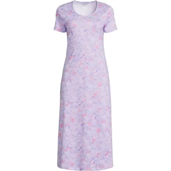 Lands' End Women's Supima Cotton Short Sleeve Midcalf Nightgown Dress image {6}