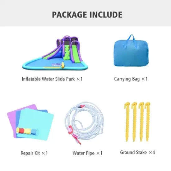 Costway Inflatable Water Park Octopus Bounce House 2 Slides Climbing Wall Without Blower image {7}