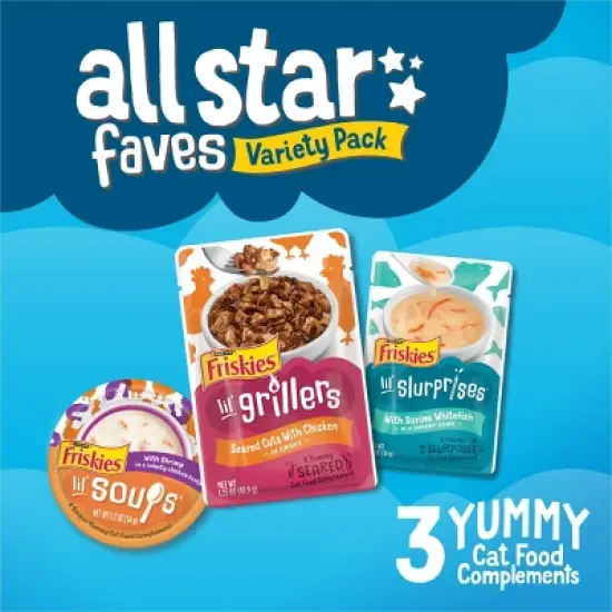 Purina Friskies All Star Faves Lickable Chicken and Shrimp Flavor Topper Variety Pack  Wet Cat Food - 10.3oz image {5}