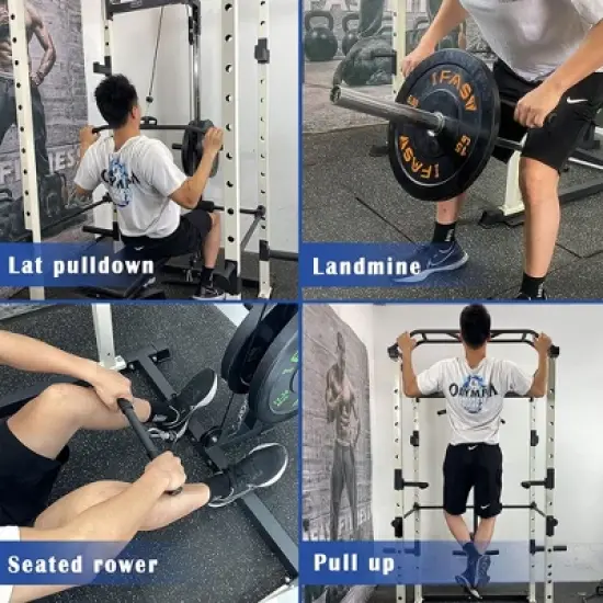 NAYSAYE Exercise Trainers Power Cage Adjustable with Pullup and Squat Rack 1000LBS Capacity for Home Gym and Living Room, Black and Blue, 55"*43"*86" image {3}