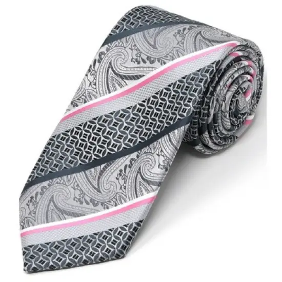 Men's Diagonal Paisley Micro Fiber Poly Woven Regular Neck Tie image {4}