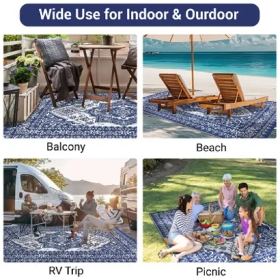 Outdoor Rug Waterproof Reversible Rug Plastic Straw Rug image {5}