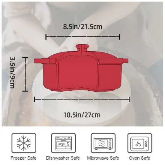 Itopfox Lace Emboss Casserole Dish with Lid, 2 Quart Ceramic Round Serving Dish for Oven to Table, Dinner and Party, Christmas Gifts in Classic Red image {5}
