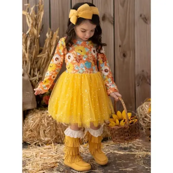 Girls Autumn Blooms Sparkle Tutu Dress - Mia Belle Girls image {2}