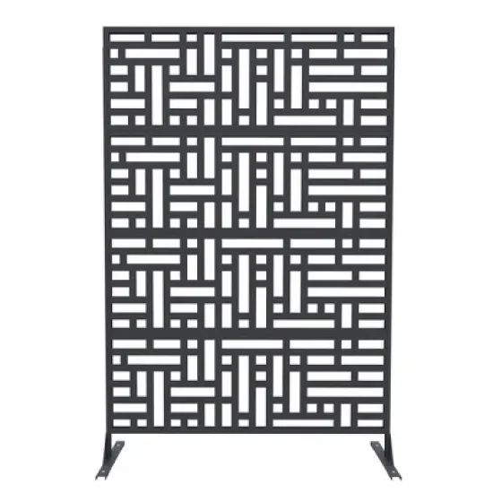 GustoWave Metal Privacy Screen with Stand - 71"X 46" Freestanding Outdoor Decorative Privacy Panels &ndash; Weather-Resistant Rustproof Room Divide (Black) image {10}