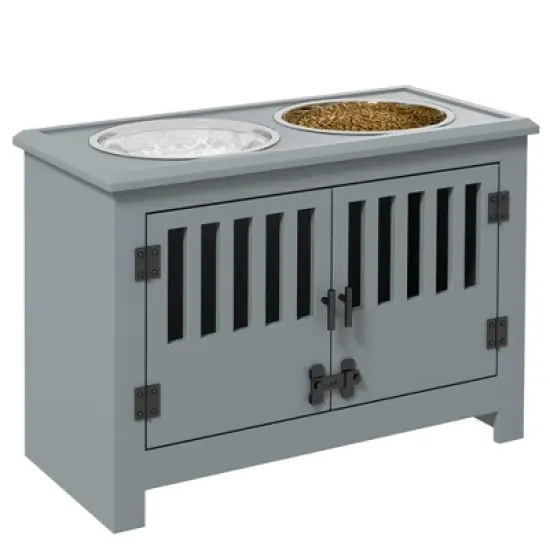 Kumasinova Large Dog Food Storage Container,Elevated Dog Bowls with Storage Cabinet Containing Large 37L Capacity,Raised Dog Bowl Stand image {7}