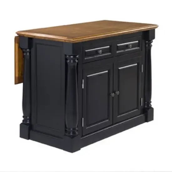 Monarch Kitchen Island with Oak Top Black - Homestyles image {3}