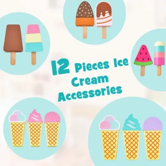 Costway Kid's Ice Cream Cart Food Trunk Play Toy Set with Display Rack & Accessories image {5}