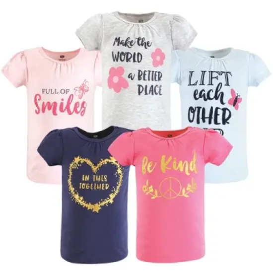 Hudson Baby Infant and Toddler Girl Short Sleeve T-Shirts, Be Kind image {12}