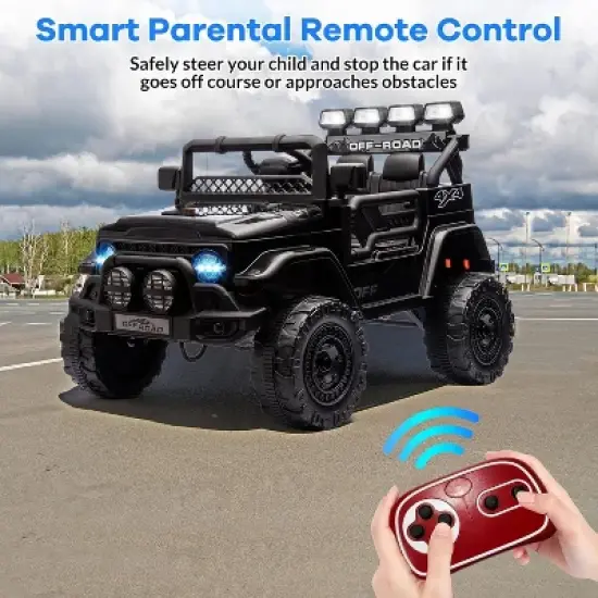 Kids RC Electric Truck, Battery Operated Vehicle with Remote Control, Spring Suspension, LED Lights, Bluetooth, 3 Speed Gears, Parent Remote Control image {4}