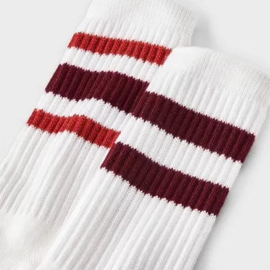 Girls' 2pk striped crew socks - art class&trade; Maroon/Red image {2}