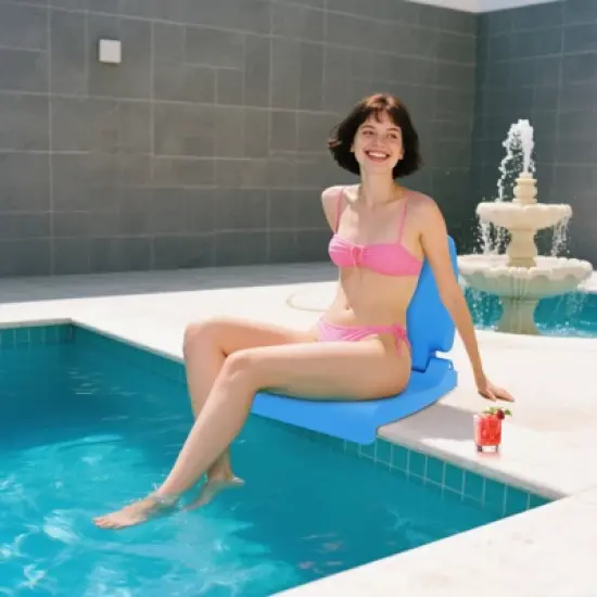 Costway Poolside Chair for Edge of Pool with Back Support & Handles Portable Picnic Chair White/Blue/Pink/Green image {1}