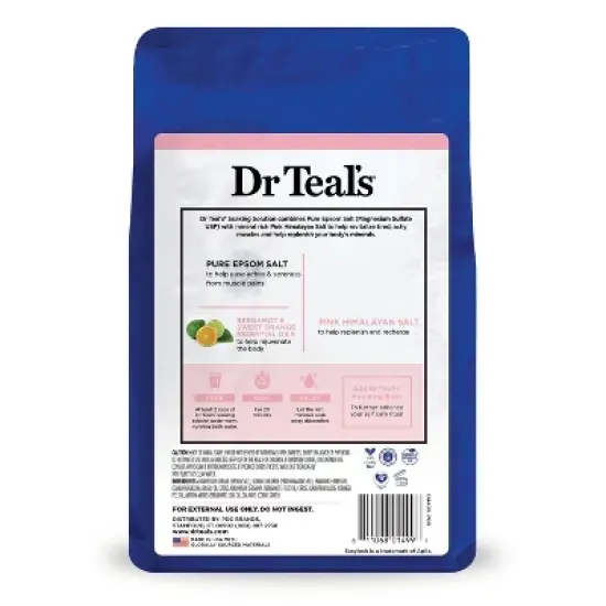 Dr Teal's Epsom Salt Magnesium Soak - Restore & Replenish with Pink Himalayan Mineral - 3 lbs image {1}