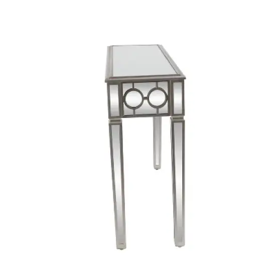 Glam Mirror and Wood Patterned Console Table Silver - Olivia & May image {4}