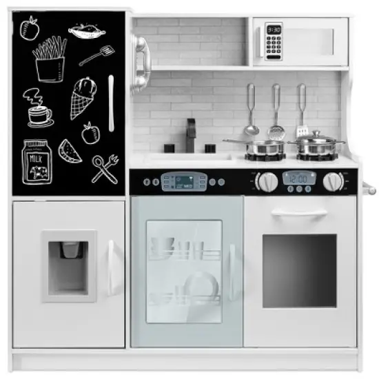 Best Choice Products Pretend Play Kitchen Wooden Toy Set for Kids w/ Telephone, Utensils, Oven, Microwave image {8}