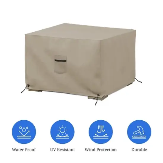 Covers&All Square Ottoman Cover, 12 oz Waterproof & UV-resistant image {2}