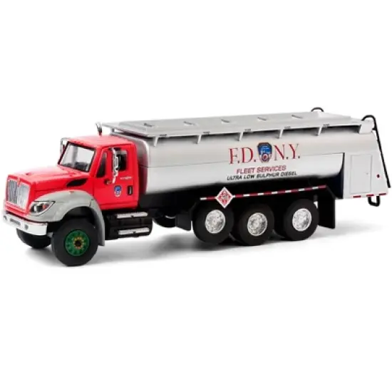 2018 International WorkStar Tanker Truck "FDNY" (Fire Department City of New York) Red & Silver 1/64 Diecast Model by Greenlight image {1}