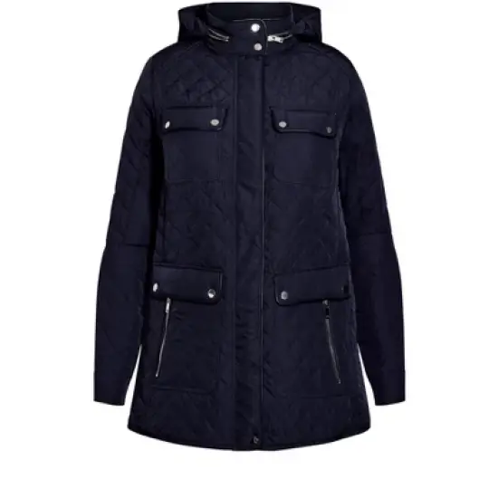 Women's Plus Size Lightweight Quilted Jacket - navy | EVANS image {2}