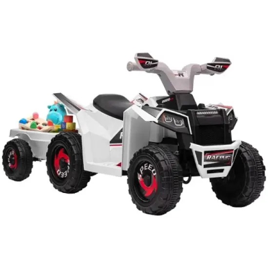 Aosom Kids ATV Quad Car with Back Trailer, 6V Kids Electric Car with Forward Backward Function for Toddlers Ages 18-36 Months image {10}