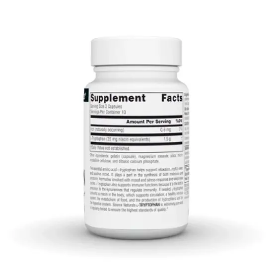 L-Tryptophan 500 mg by Source Naturals, Inc.  -  30 Capsule image {1}