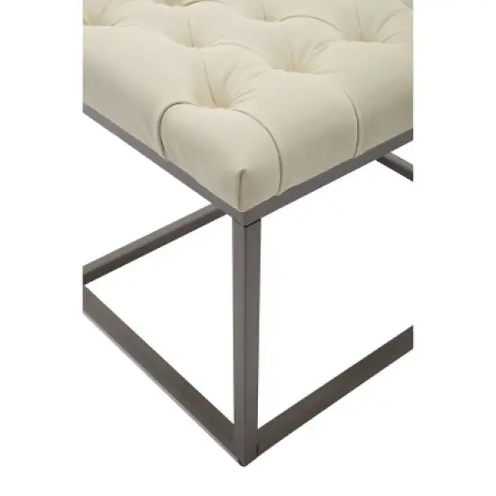 24" Button Tufted Metal Ottoman - WOVENBYRD image {1}