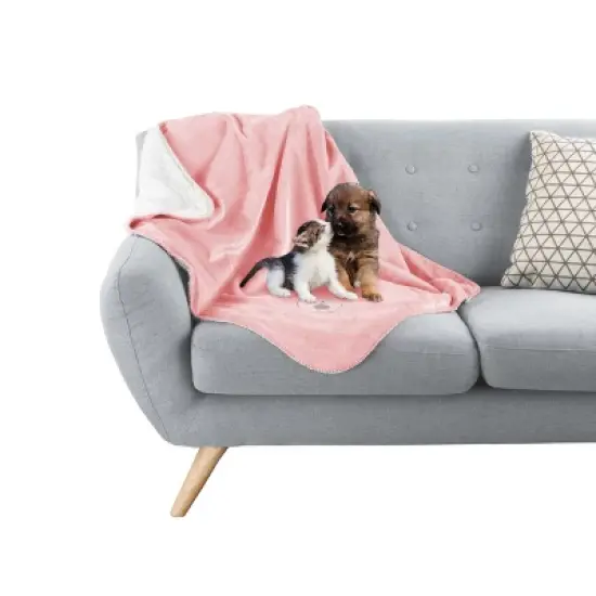 Waterproof Pet Blanket - 30x40-Inch Reversible Fleece Throw Protects Couches, Cars, and Beds from Spills, Stains, and Fur by PETMAKER (Pink) image {3}