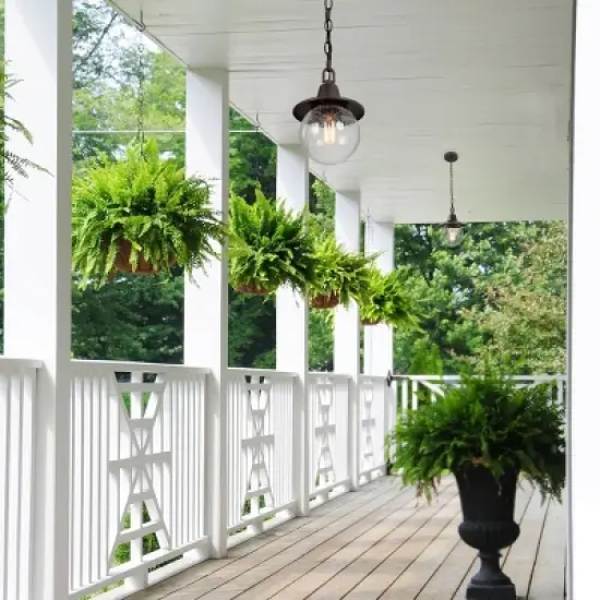 Globe Glass/Metal Outdoor Pendant Lamp Rusty - LNC image {9}