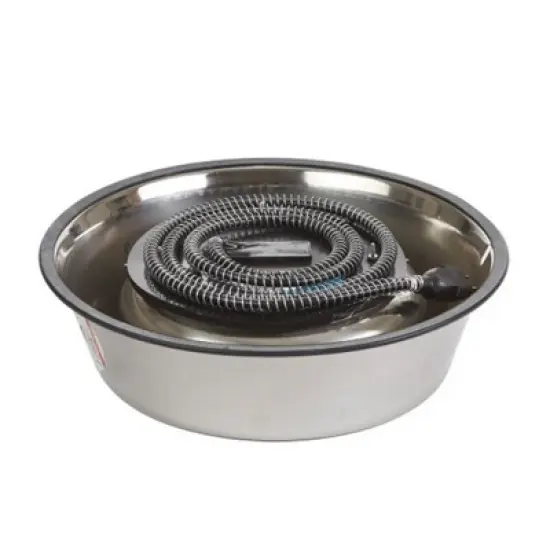 API 5 Quart Stainless Steel Thermostatically Controlled Nestable Heated Pet Bowl with Non-Tip Design and 6 Foot Anti-Chew Cord, Silver image {4}