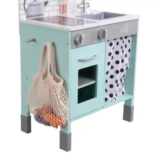 Teamson Kids Little Chef Philly Modern Wooden Kitchen Playset, Aqua/White image {9}