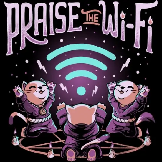 Men's Design By Humans Praise the Wifi Funny Evil Worship Cats By EduEly Tank Top image {1}
