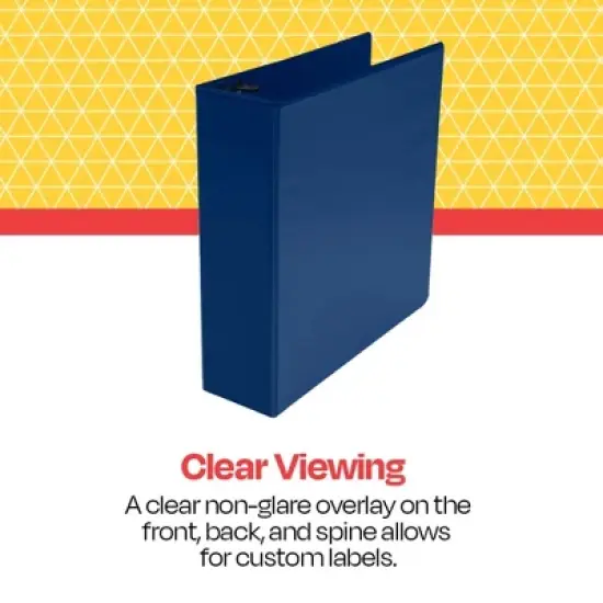 School Smart D Ring View Binder, Polypropylene, 3 Inches, Blue image {5}