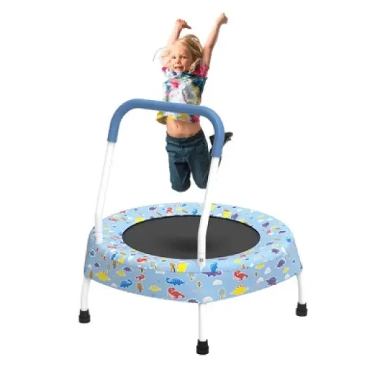Whisen 36.2&rdquo; Mini Toddler Trampoline with 6 Legs and Foam-covered Handle for Kids, Unique Print Design image {9}