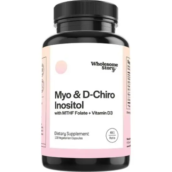 Wholesome Story Myo-Inositol & D-Chiro Inositol Supplement, MTHF Folate Supplement & Vitamin D Capsules, 120ct image {5}