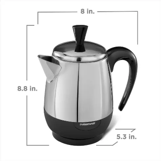 Farberware Electric Coffee Percolator, FCP240, Stainless Steel Basket, Automatic Keep Warm, No-Drip Spout, 4 Cup image {6}