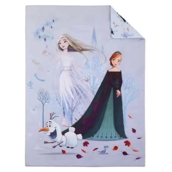 Disney Frozen Winter Cheer Lavender, Aqua, Green and White, Anna, Elsa, and Olaf 4 Piece Toddler Bed Set image {1}