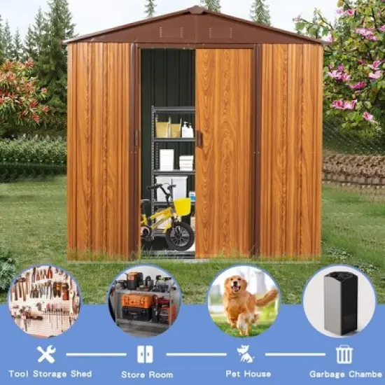 NicBex  Outdoor Metal Storage Shed with Lockable Doors for Backyard Garden,Patio image {4}