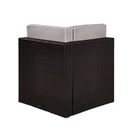 Palm Harbor Outdoor Wicker Corner Chair - Gray - Crosley image {4}