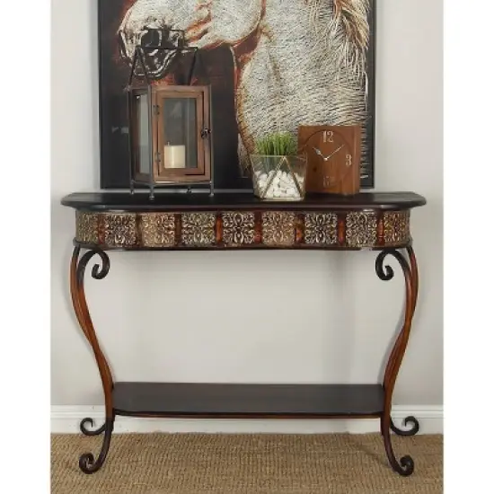 Traditional Metal Console Table - Dark Brown - Olivia & May image {1}