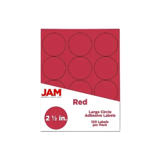 JAM Paper Circle Round Label Sticker Seals 2.5 Inch Diameter Red 120/Pack 147628585 image {5}