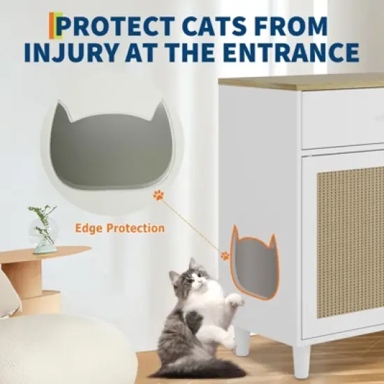 Cat Litter Box Enclosure with Drawer, Hidden Litter Box Furniture, Indoor Cat Washroom, Decorative Side End Table, Fit Most Cat and Litter Box image {6}