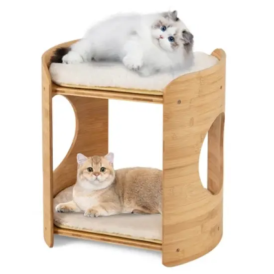 Costway 2-tier Cat Tower for Indoor Cats with Double Beds Removable & Washable Cushions image {9}
